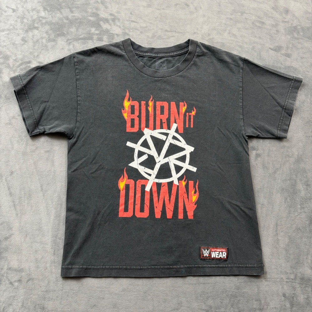 WWE Seth Rollins Burn It Down T-Shirt Youth Medium Black Authentic Wear Graphic